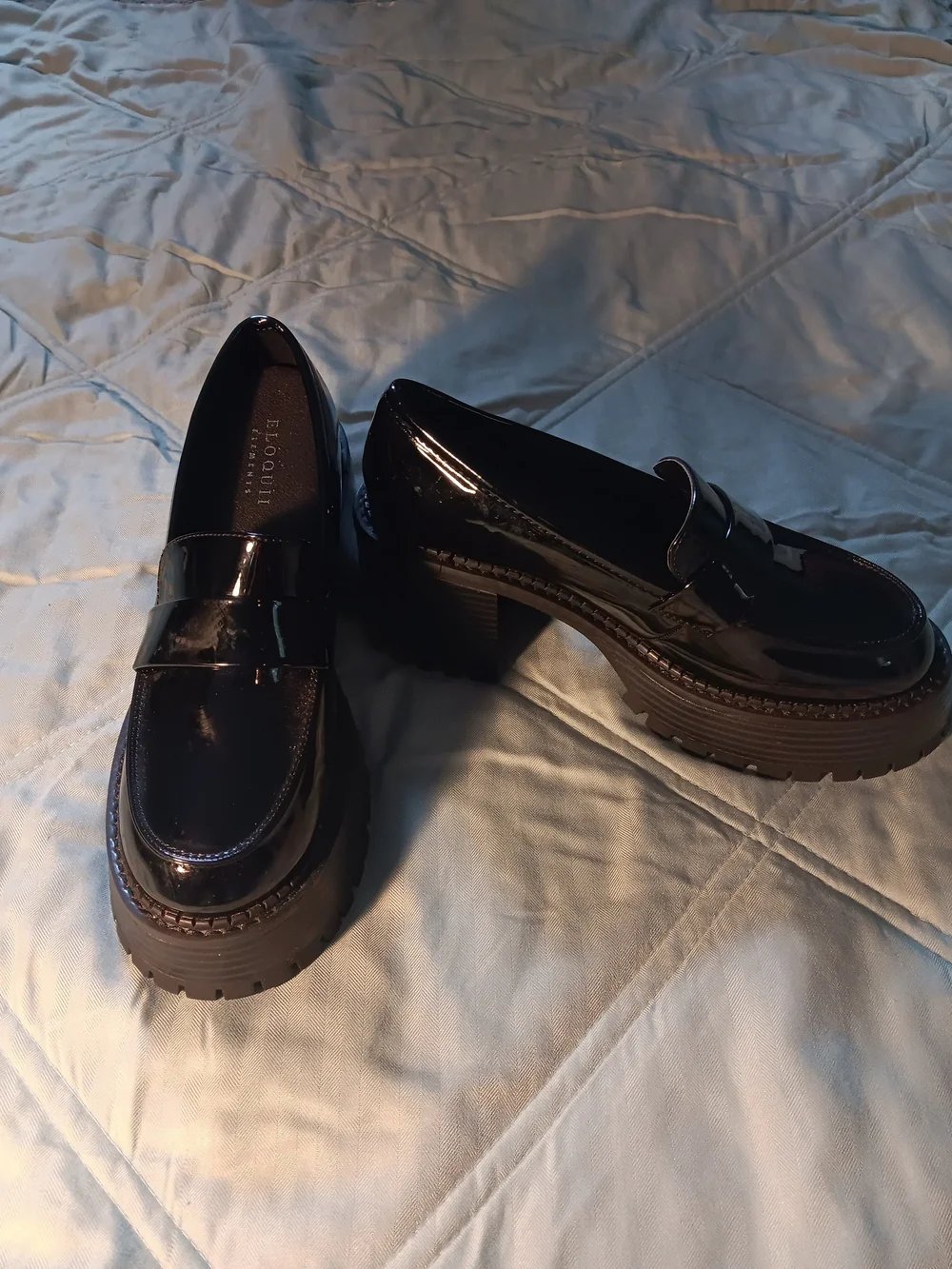 Eloquii Black Patent Leather Platform Loafers